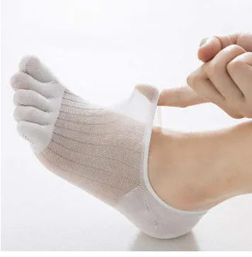 Modal cotton five-finger boat socks in black, dark grey, khaki, light grey and white colours