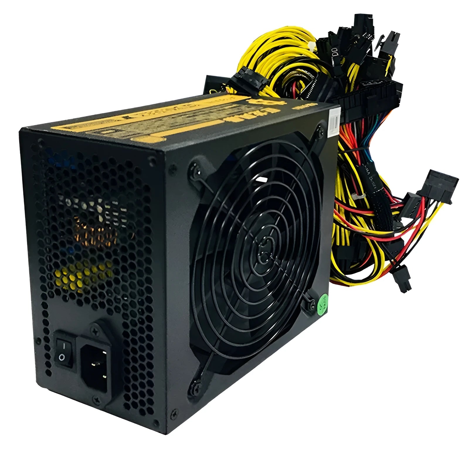 Black full voltage 110V power supply for servers with 1600W to 2000W rating and twelve 6+2 pin connectors