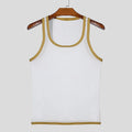 Men's solid-colour tight-fitting mesh vest for sports in black or white.