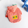 Orange cotton dog hooded sweater with Jarre Aero Bull Pug design pet clothing