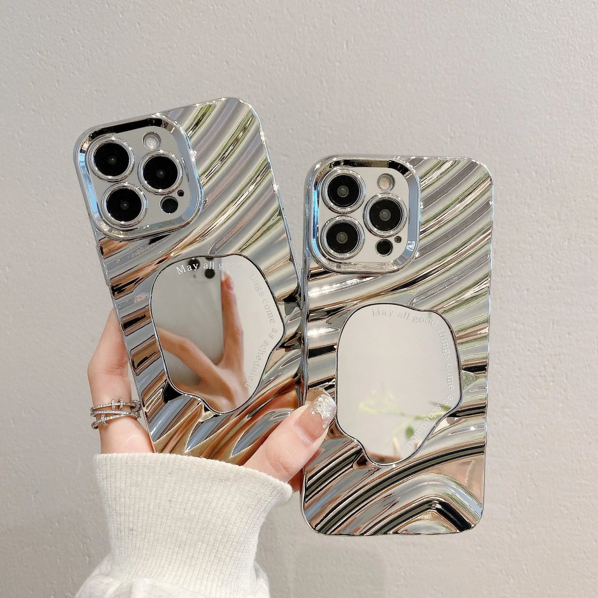 Silver grey water ripple mirror TPU phone case for Apple iPhone with drop-resistant all-inclusive design