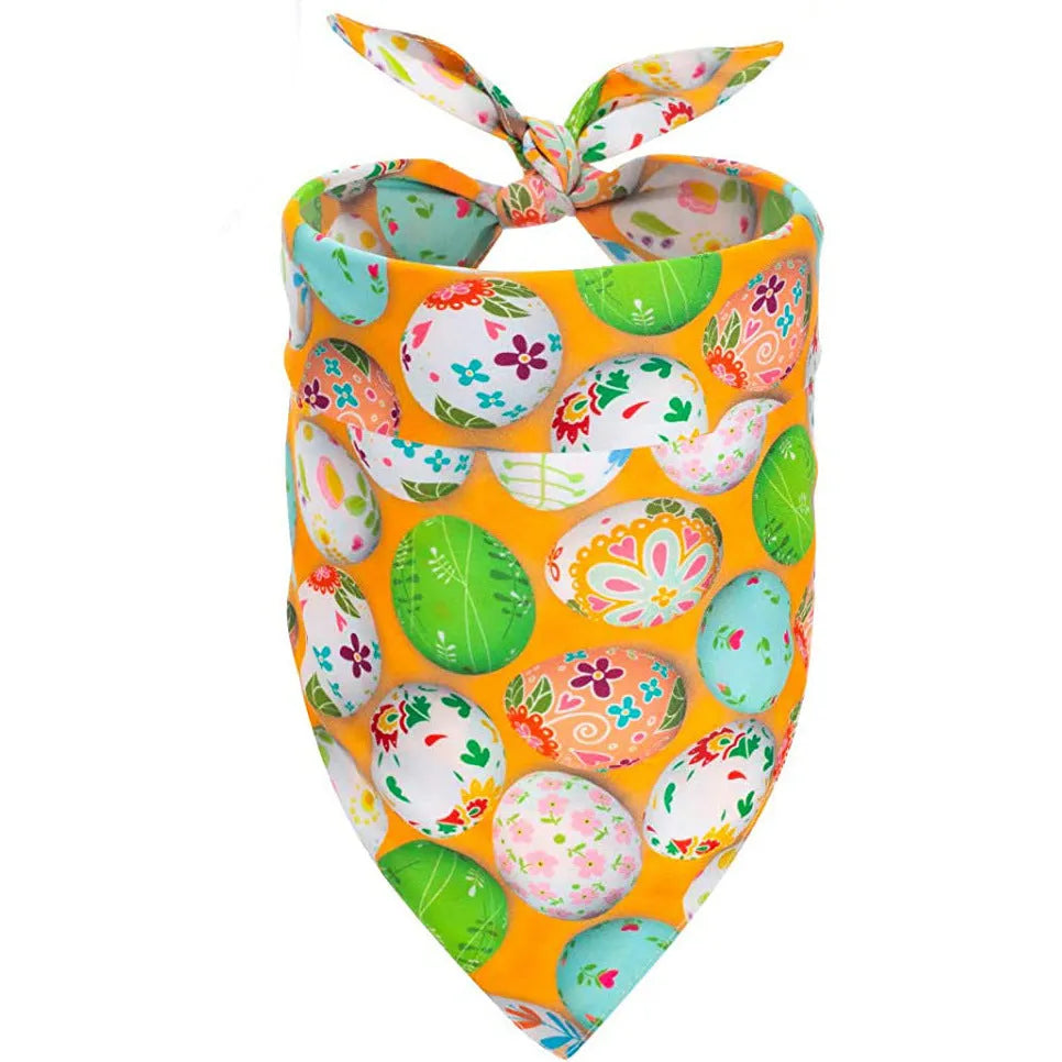 Easter pet party decor kit with two plush carrots, triangle bib, and hair hoop in multicolour polyester cotton rope