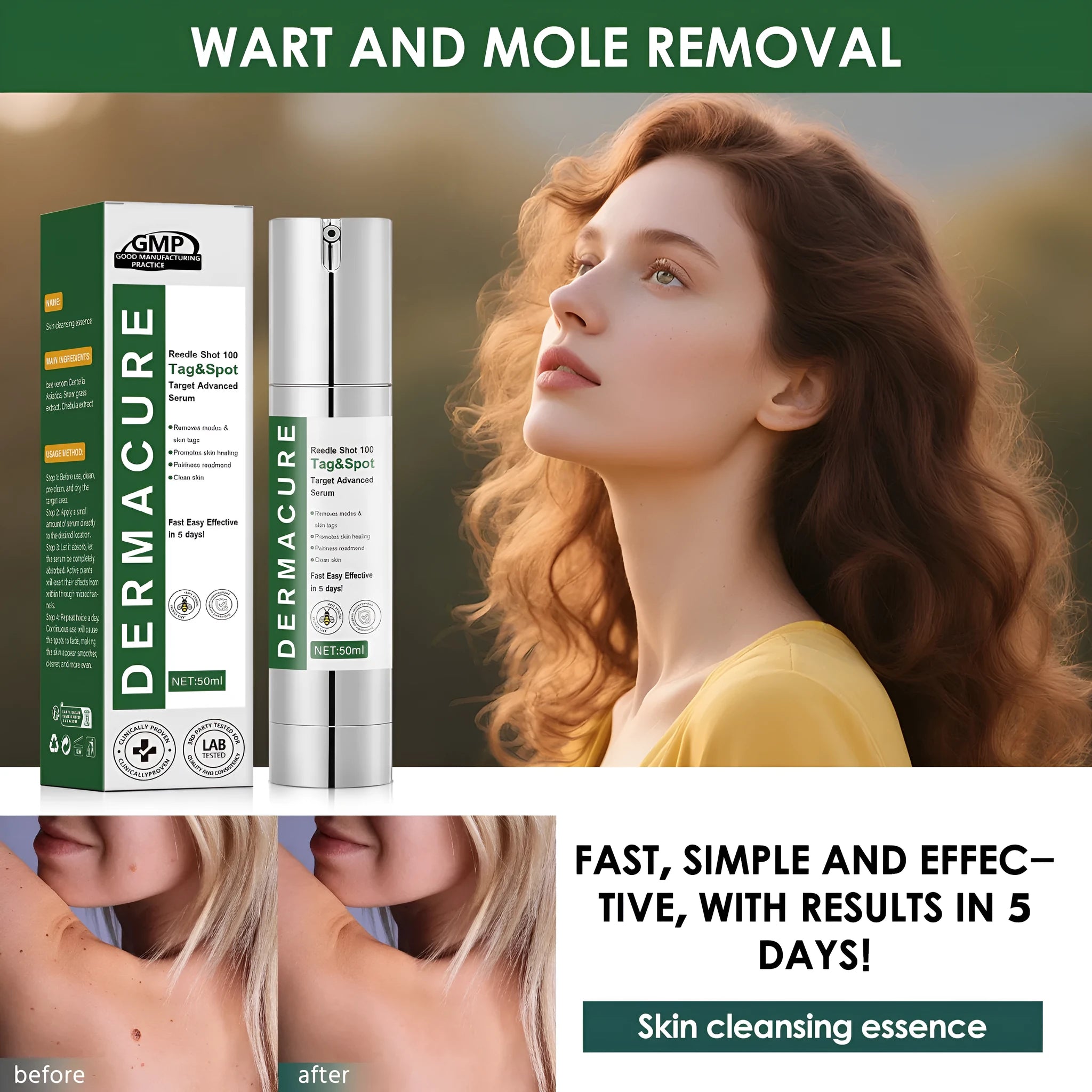 50ml bottle of gentle facial care solution for men and women with non-standard formula