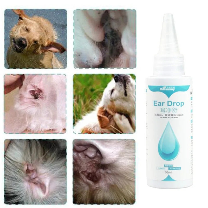 60ml green pet ear cleaning liquid bottle for general dog and cat ear cleaning