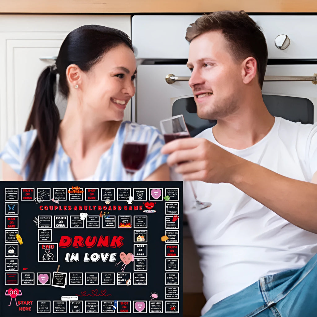 Adult drinking board game for couples with double game board and photo cloth surface