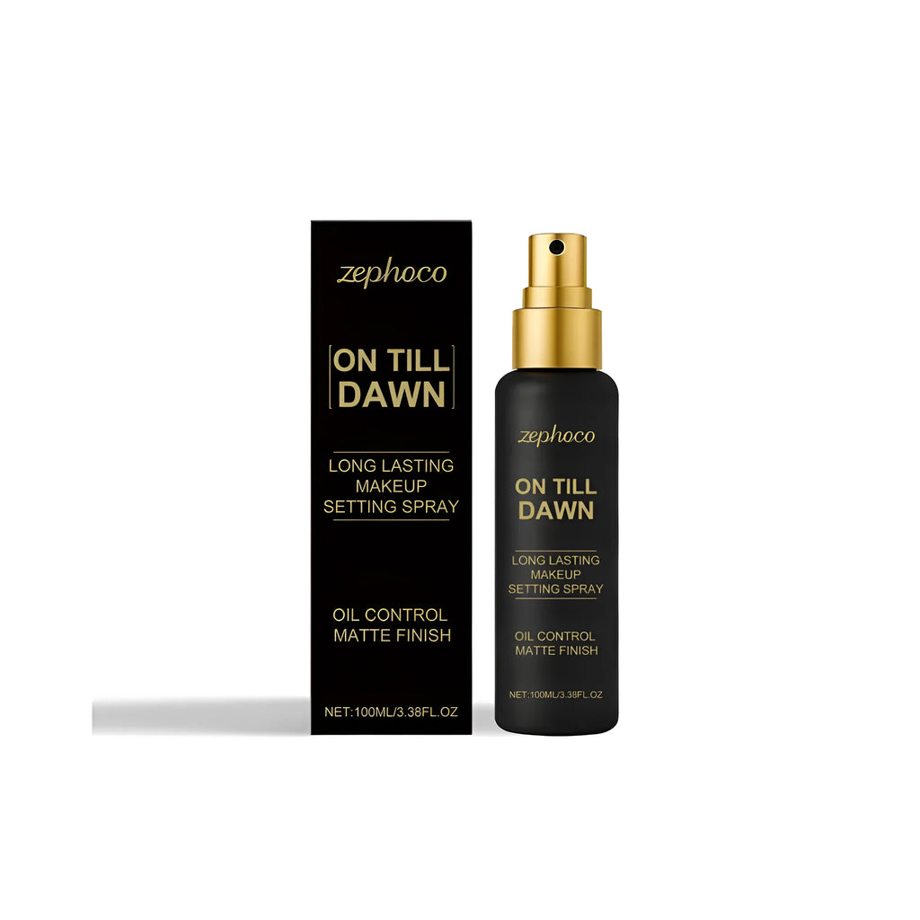 100ml bottle of long-lasting, oil control makeup setting spray with hyaluronic acid.