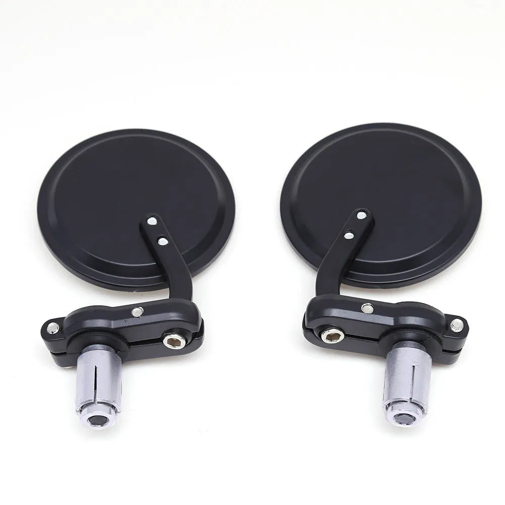 Motorcycle modified handlebar rearview mirror with 22mm clamp black aluminium cover spherical glass