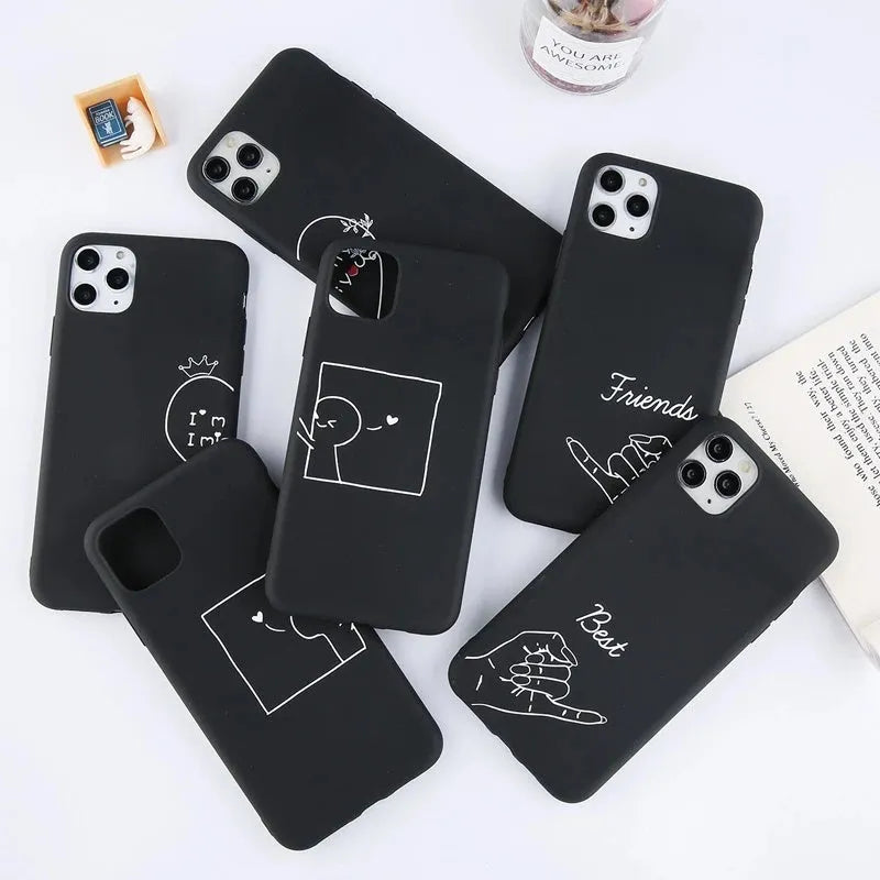 Silicone phone case with Always and Forever print for iPhone, European American style in black
