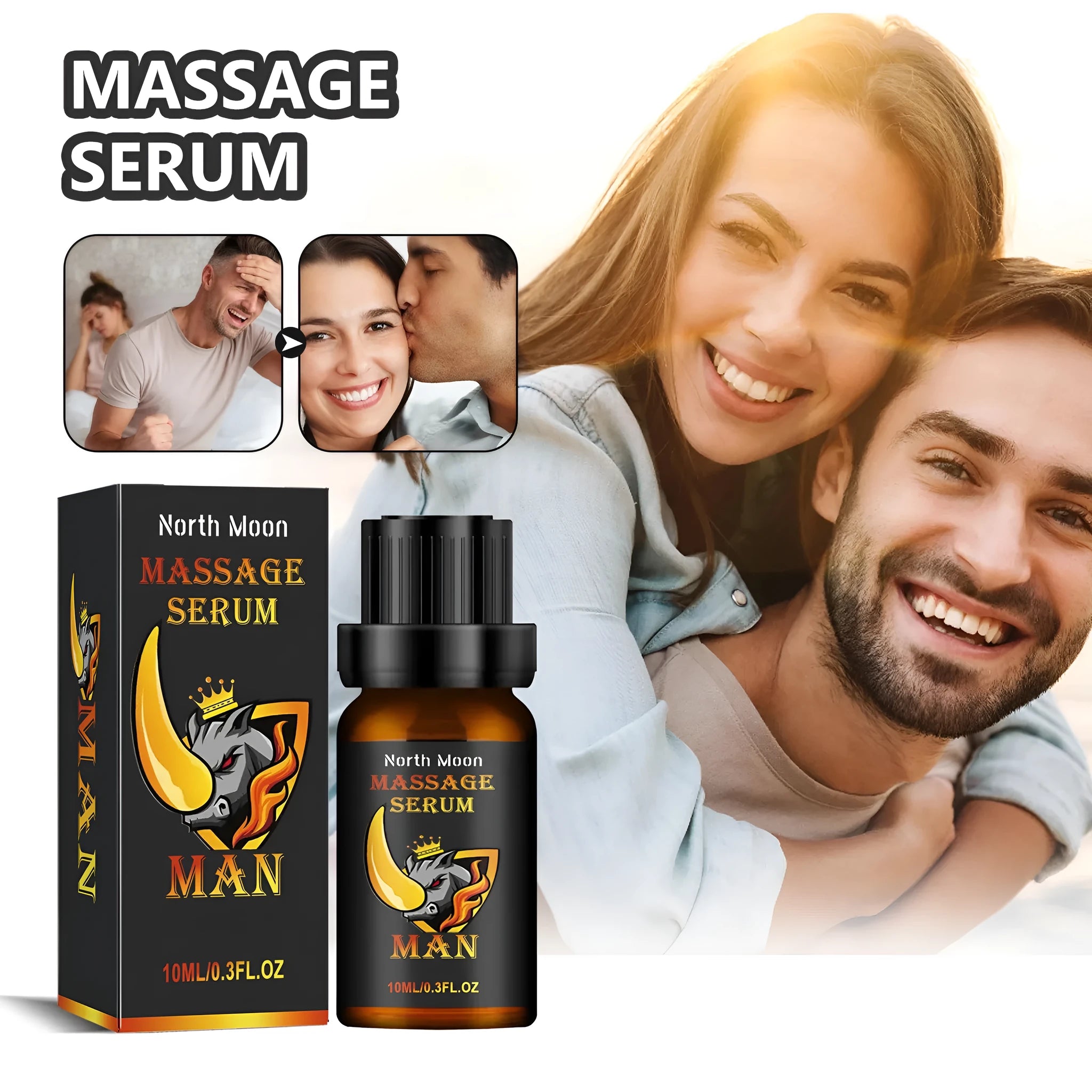 10ml bottle of men's body care essential oil with ginger root oil for massage.
