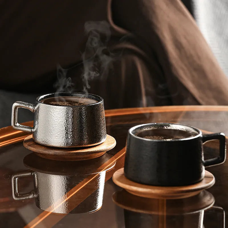 250ml gift tumbler coffee cup set with gold or silver plating in irregular shape with gift box