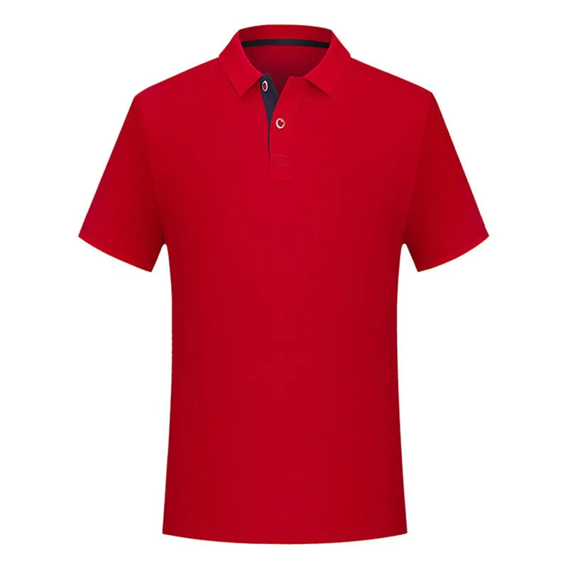 Cotton solid colour polo collar casual t-shirt short sleeve summer men daily wear