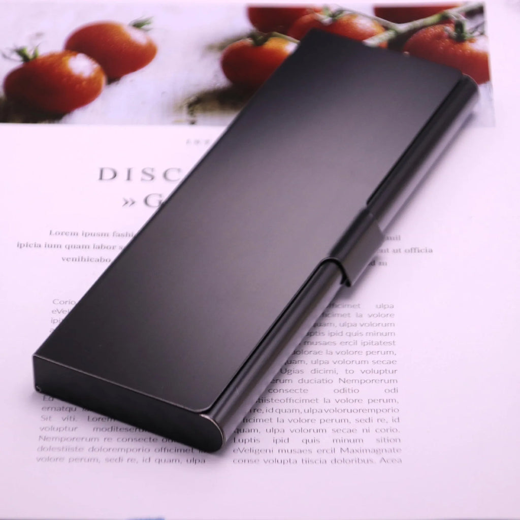 Pen box creative stationery storage aluminium alloy black walnut Japanese retro 189x69x19mm desktop pencil case