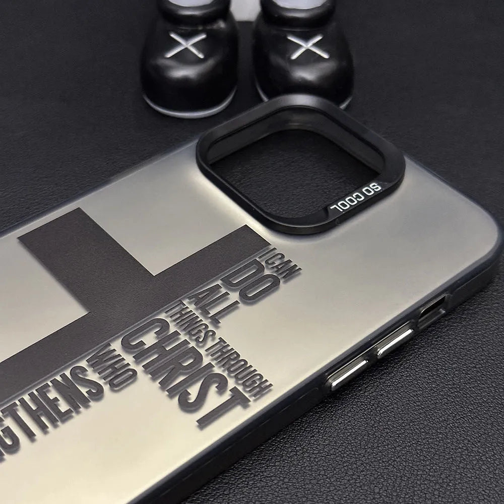Cross English colour silver drop-resistant hard PC phone case for Apple iPhone in black