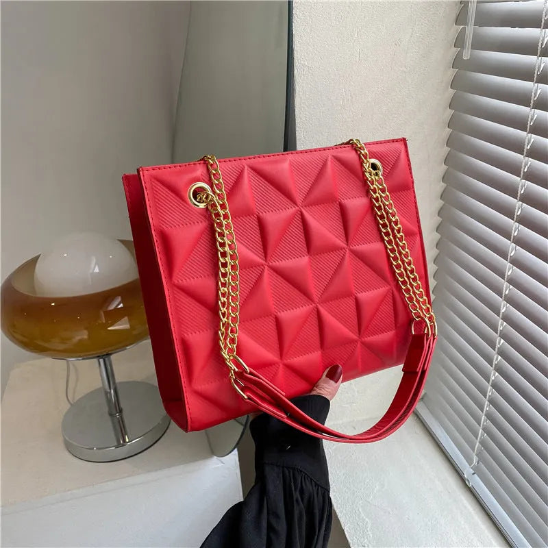 Women's casual shoulder messenger bag in PU with plaid and rhombus pattern horizontal square shape, multiple colour options