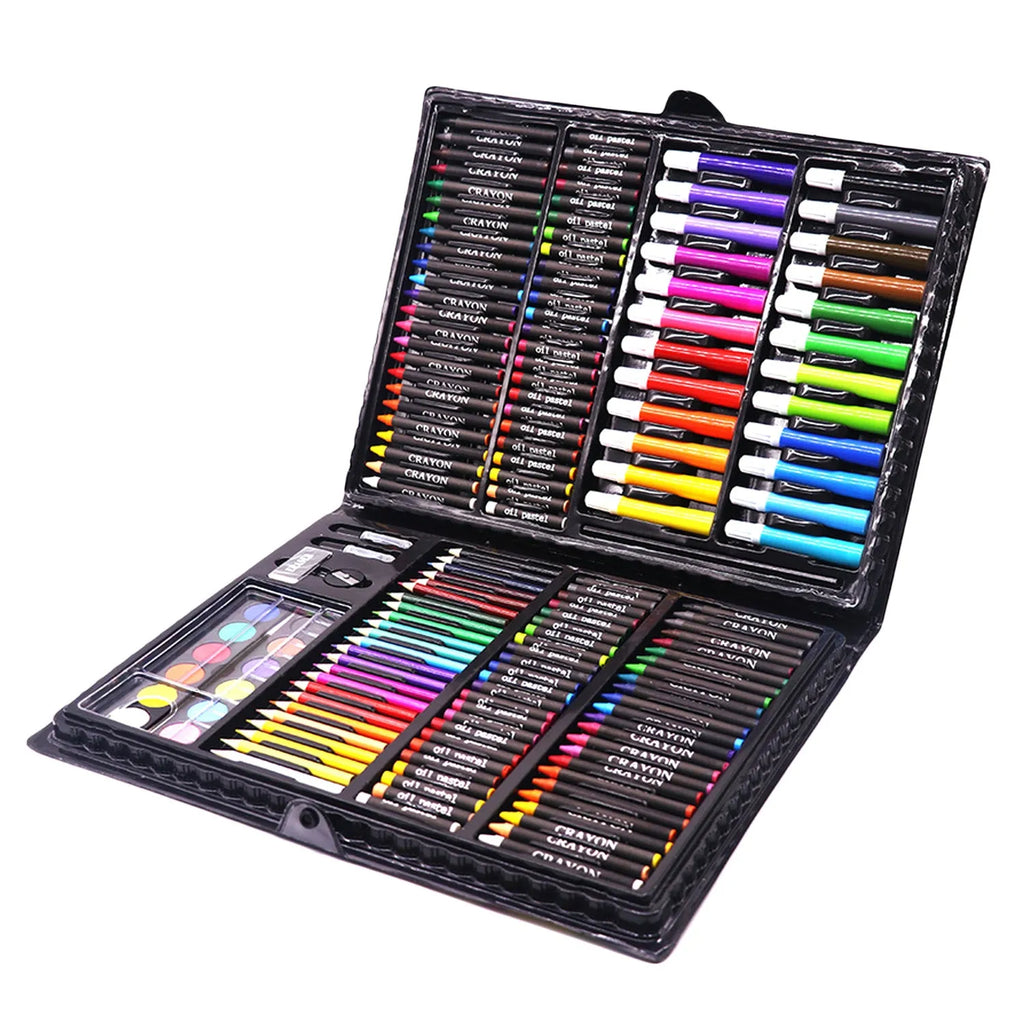 168 piece watercolour pen set in a plastic case, black and pink options, art supplies for school and home