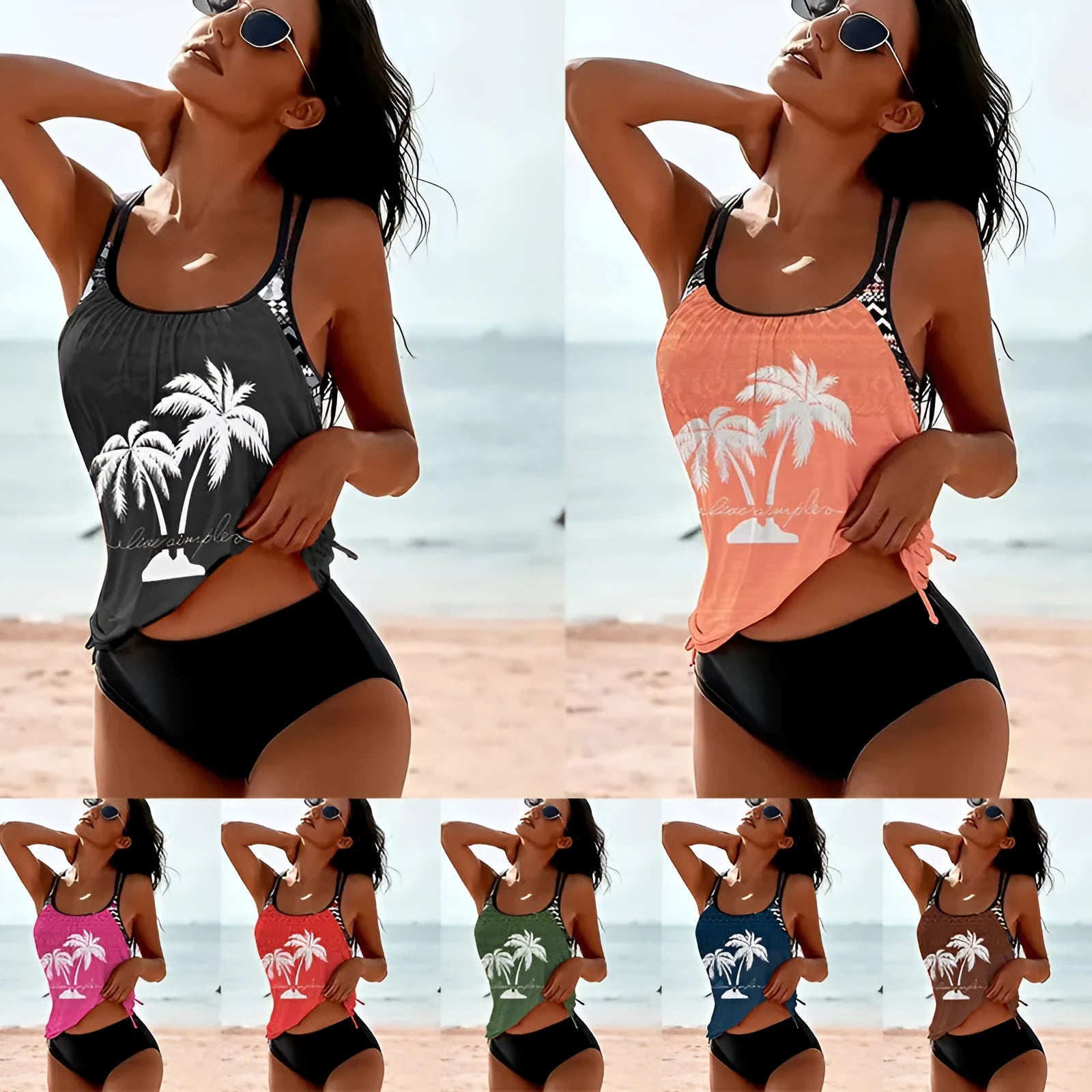 Women's loose fit tangini bikini briefs in multiple colours with European American sizing