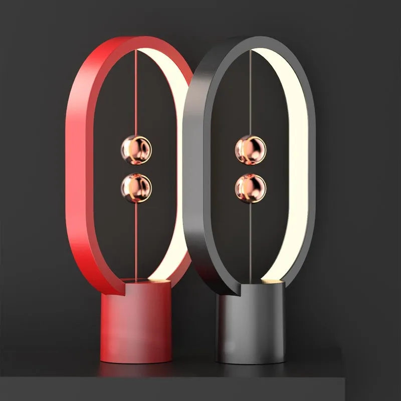 Mini magnetic switch USB LED table lamp with floating beads, plastic shade, 55x140x250mm