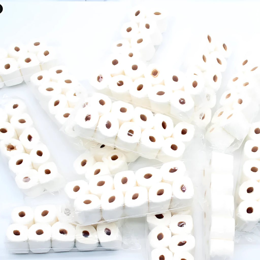 Simulated tissue roll paper model for children's educational play measuring 30x15x80mm