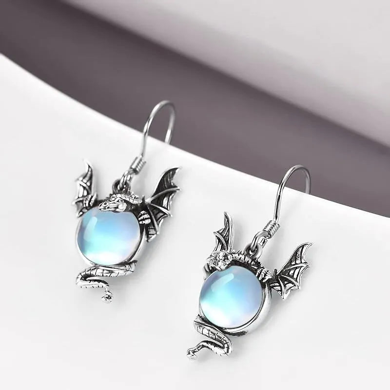 Unisex zinc alloy flying dragon earrings with electroplated finish in European style