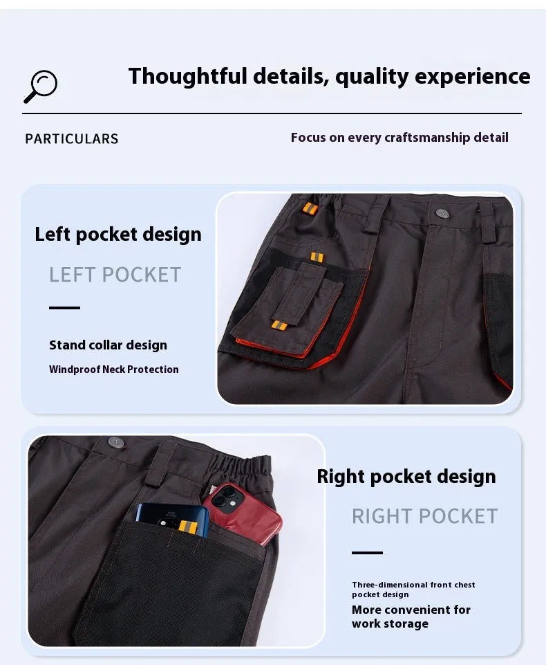 Men's dark grey multi-pocket cargo pants with large pocket, polyester moisture-absorbing fabric, sizes S-5XL
