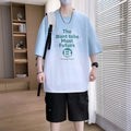 Boys' printed cotton blend T-shirt with Jacquard design in multiple colour options showing drop-shoulder sleeve construction