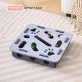 Green brown felt box cat toy with holes for interactive puzzle play.
