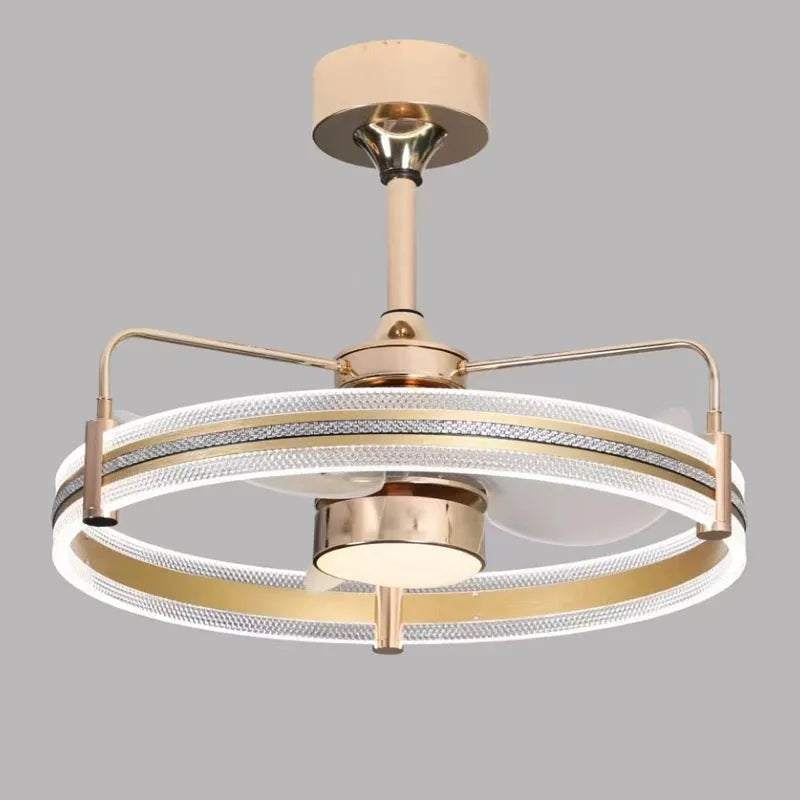 60cm diameter ceiling fan light with remote control showing black and gold finish options