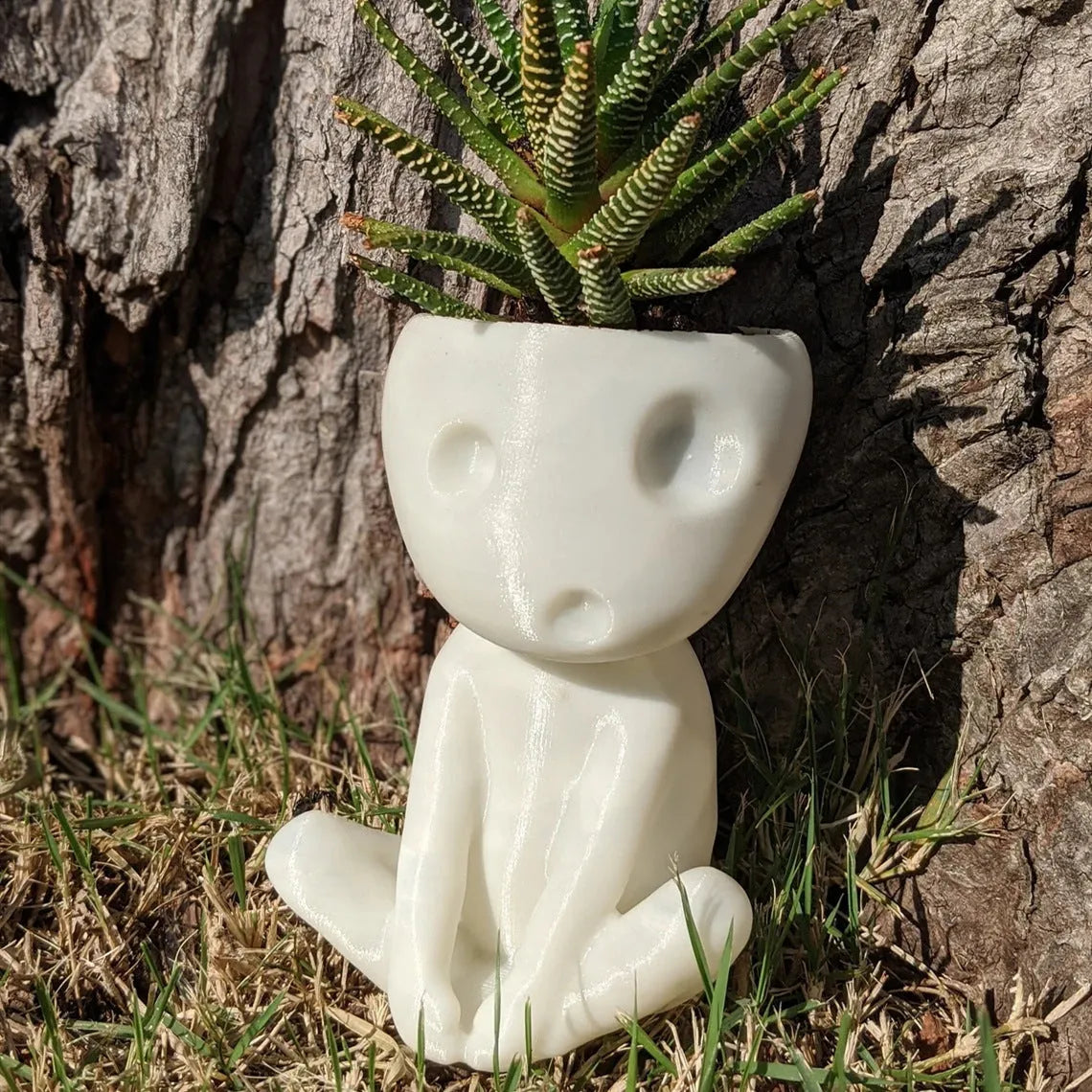 Nightglow synthetic resin succulent flowerpot, 12x7x8cm, character shape, luminous option, tabletop decoration