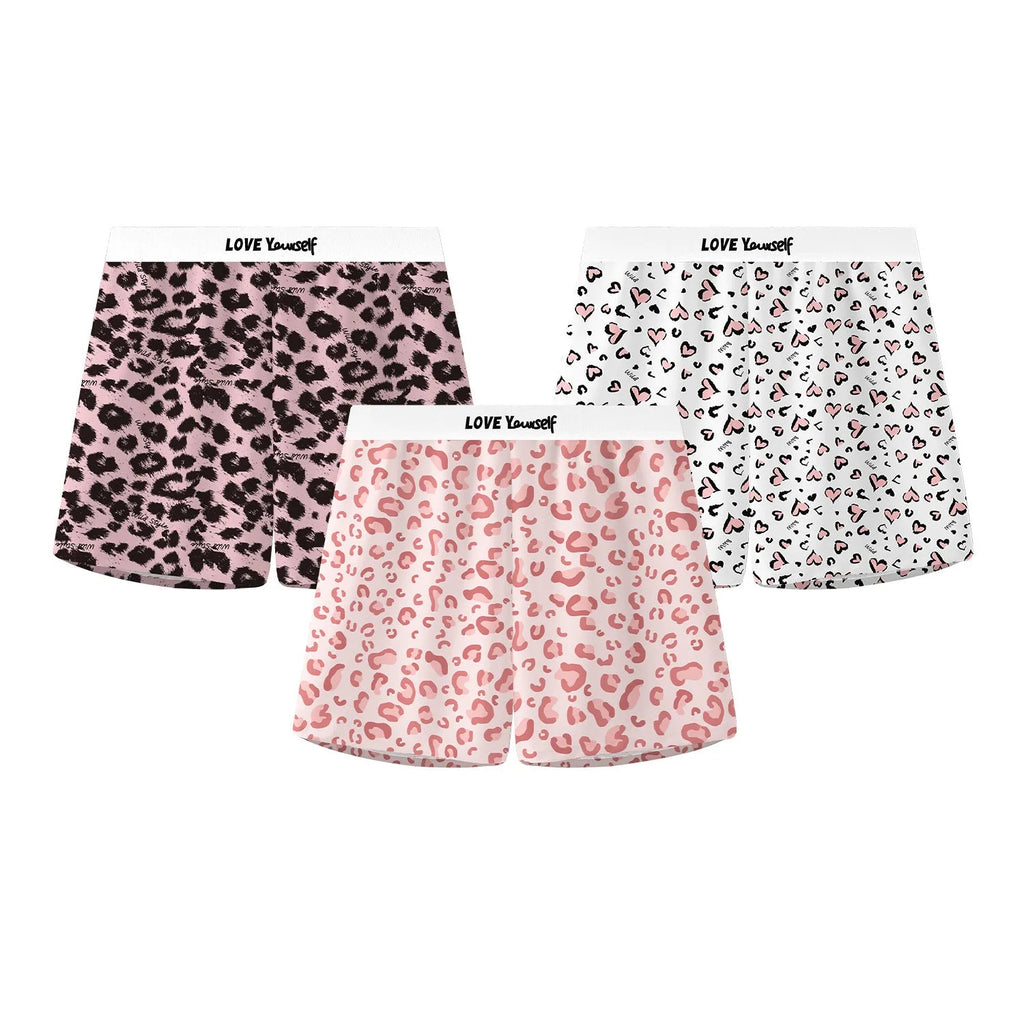 Men's leopard print boxer briefs made from quick-drying ice silk polyester fabric