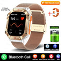 Android GPS smart watch with Bluetooth call on wrist, showing resin dial and titanium alloy case with optional leather strap.