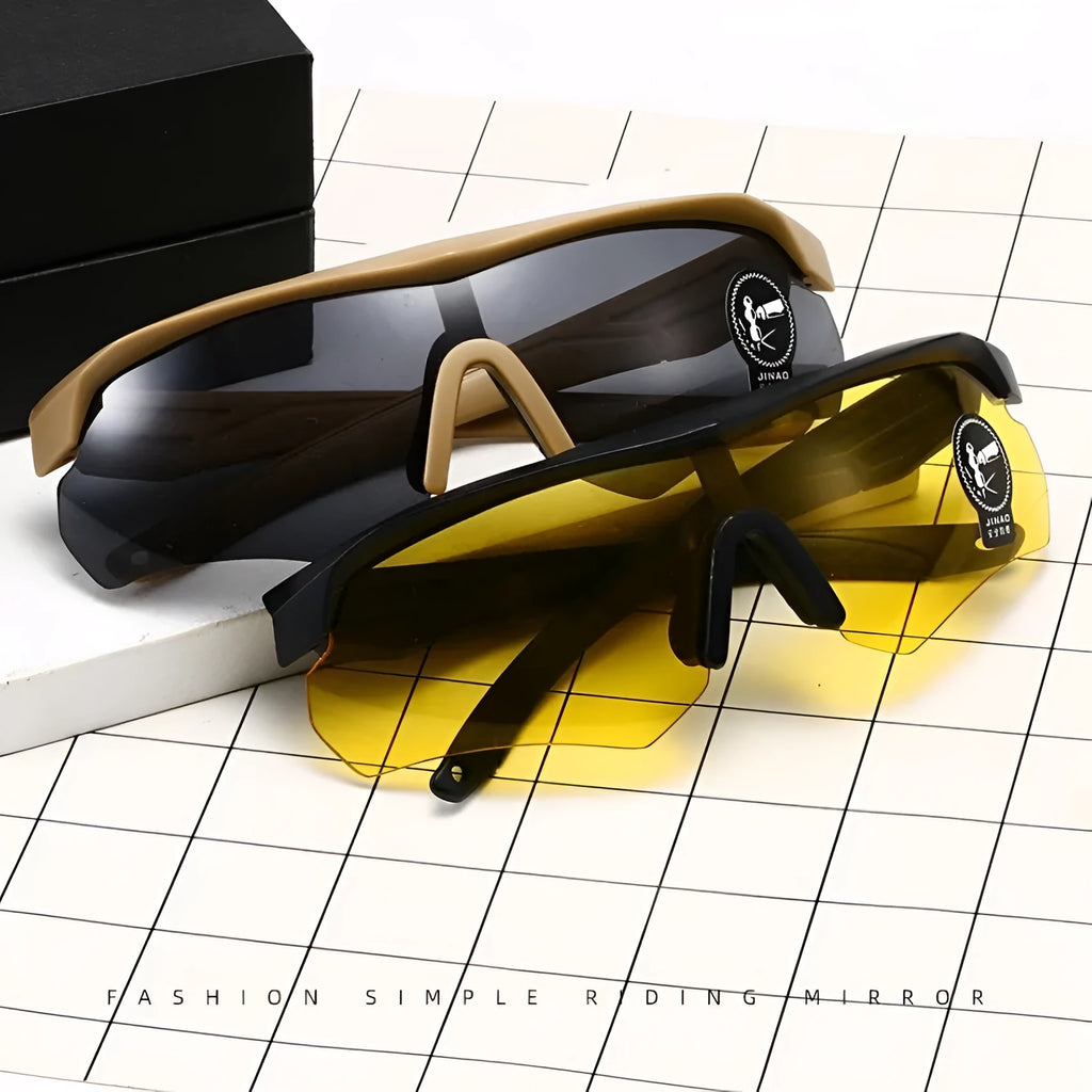Semi-rimless outdoor cycling sports goggles with windproof dust-resistant PC frame and coloured lens
