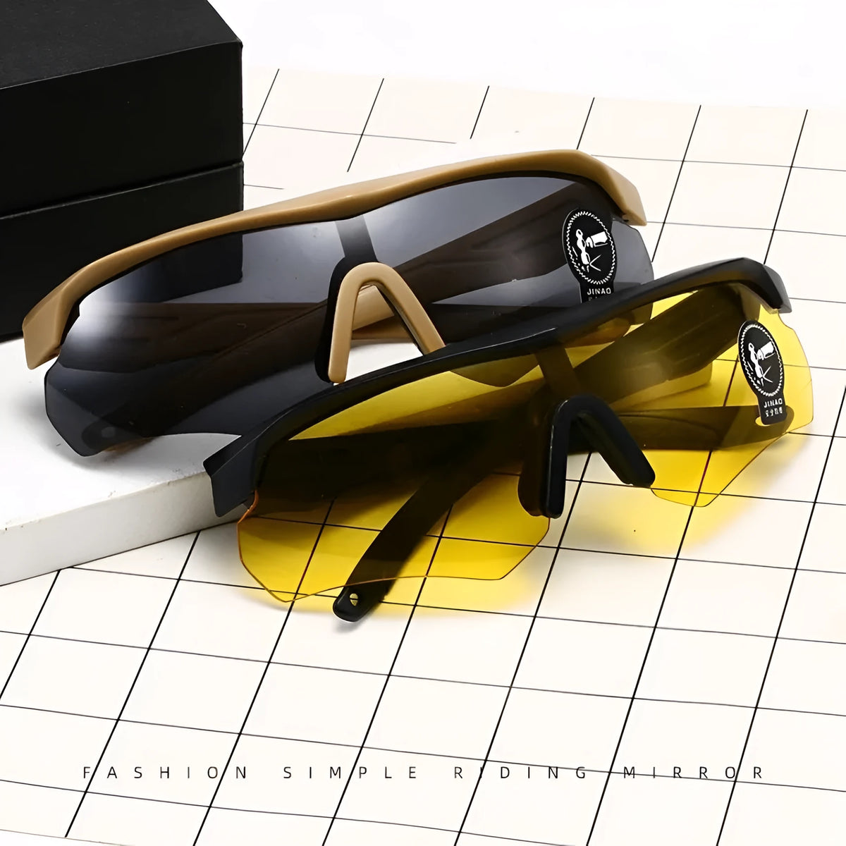Semi-rimless outdoor cycling sports goggles with windproof dust-resistant PC frame and coloured lens