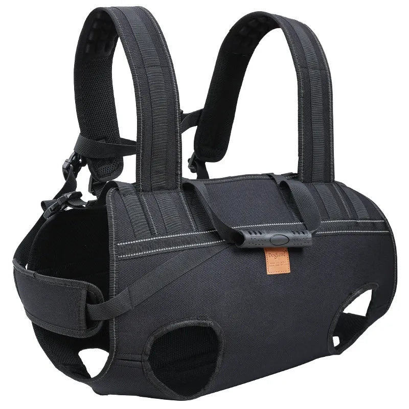 Black Oxford cloth dog backpack for medium and large pets in XL size