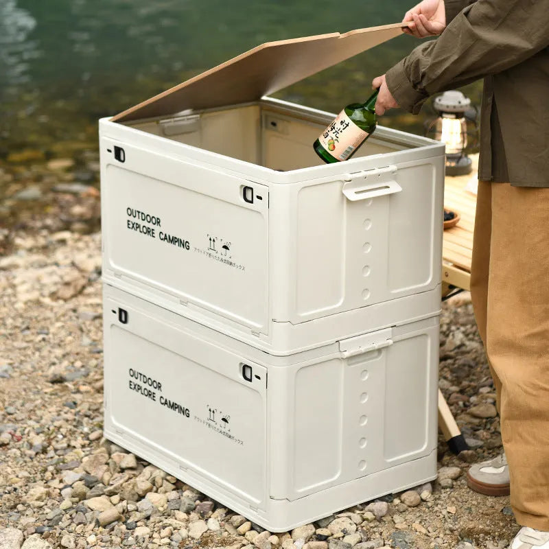 White foldable plastic storage box with 45L capacity for household organising