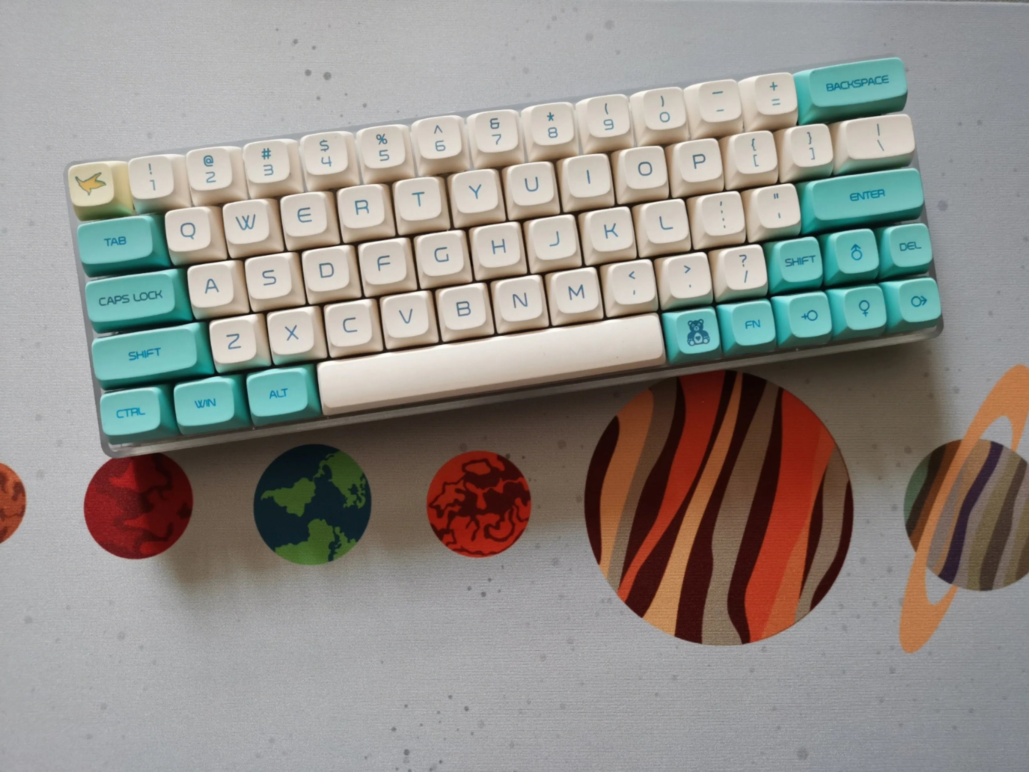 Customised mechanical keyboard kit left 64 glass fibre positioning plate RGB bottom light plastic build
