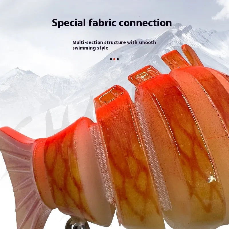 Multi-section metal plastic submerged simulation fishing lure in a 5-piece box