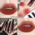 Lava Secret Matte Lip Mud Lipstick in five colour options including orange brown coffee and smoked purple.