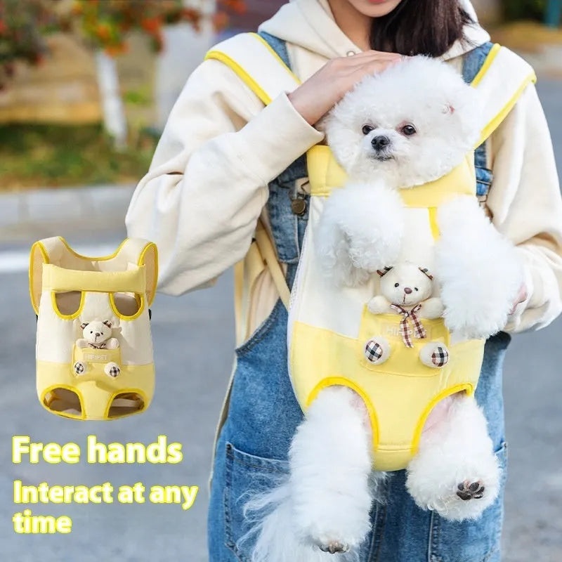 Cute cartoon animal pattern chest bag for cats in four colour options and sizes