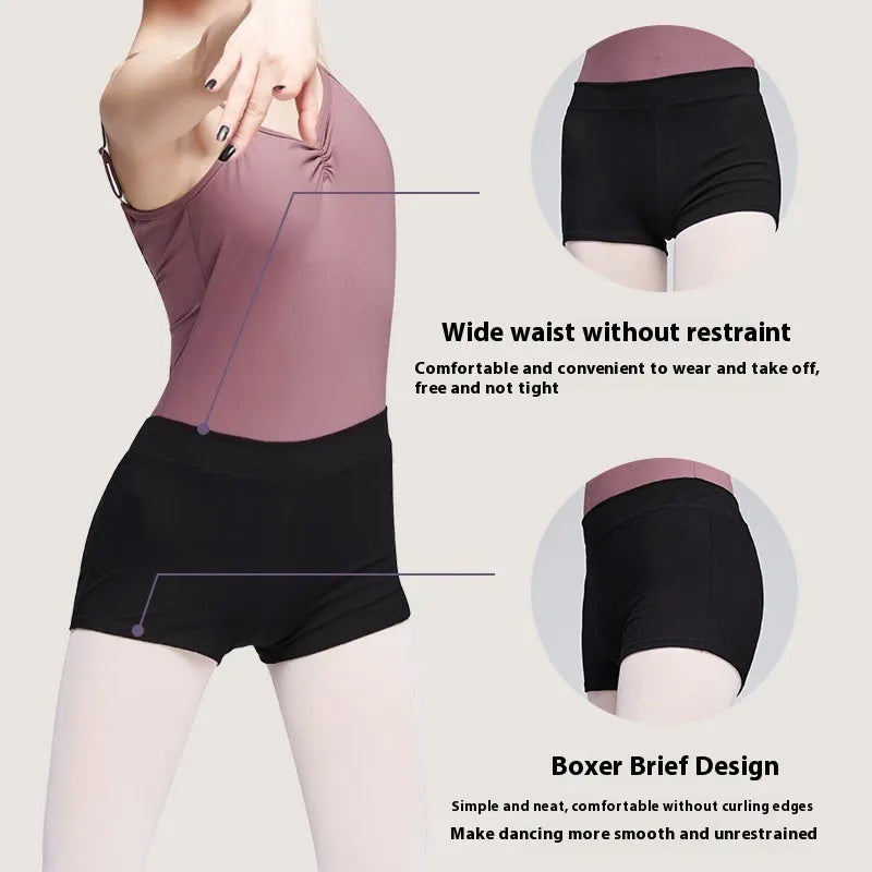 Black solid colour cotton dance pants for women's ballet practice and fitness exercise.