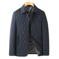 Men's black diamond lattice quilted jacket, lightweight polyester, sizes L-4XL, for autumn winter business or leisure