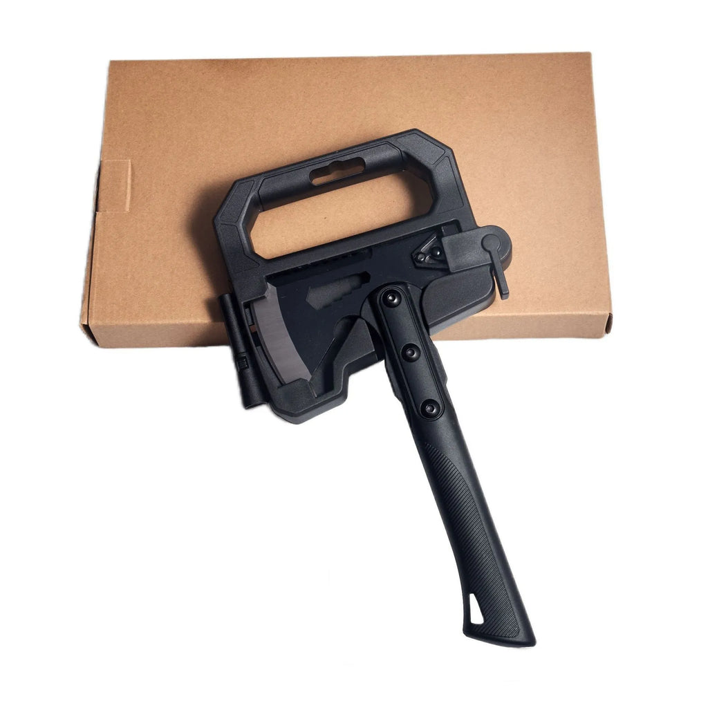 Stainless steel outdoor survival axe with ABS plastic handle showing 40cm length