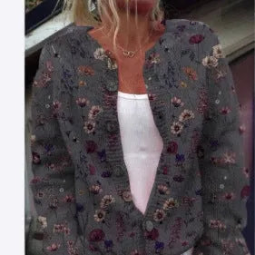 Women's 3D digitally printed cardigan coat in loose fit with long sleeves