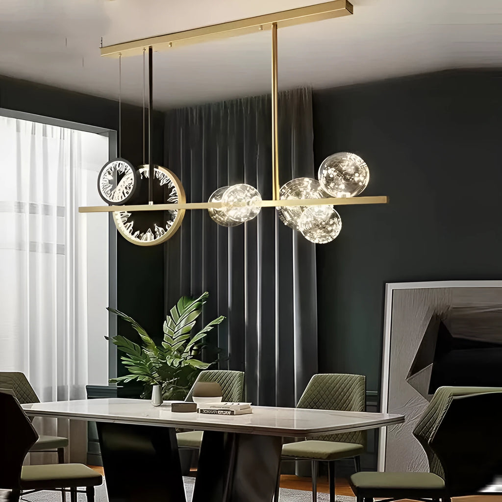 Modern glass chandelier with iron body, 95cm diameter, remote control, warm light LED
