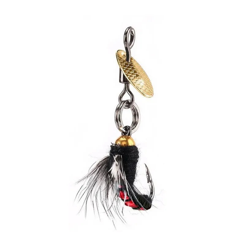 Five bionic mosquito hook fishing lures with spinning sequins for trout and perch fishing