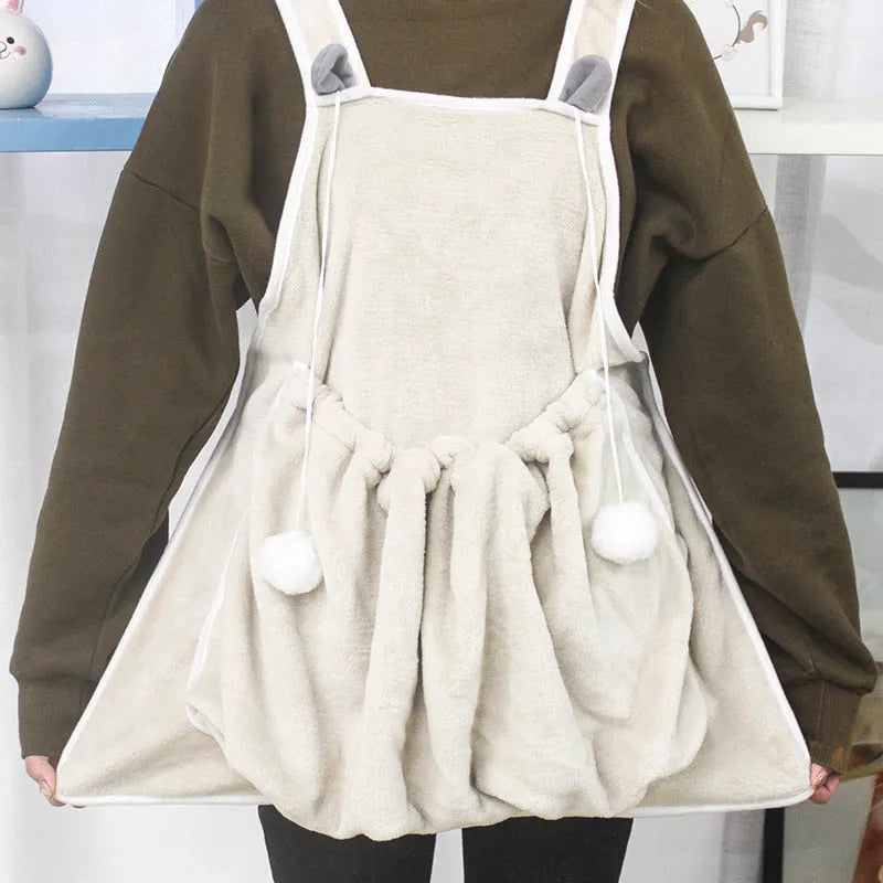 Pets apron in coral fleece with inner bag, non-stick and anti-grab for cats and small dogs 1-7kg
