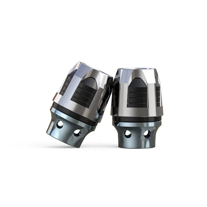 Pair of anodised aluminium alloy fork cups for vehicle front axle modification in choice of colours.