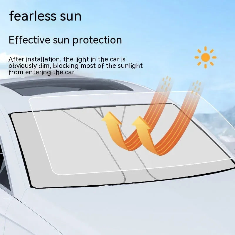 Aluminium foil car sunshade for universal windscreen protection, small size 136x65cm, silver pastebrushing finish