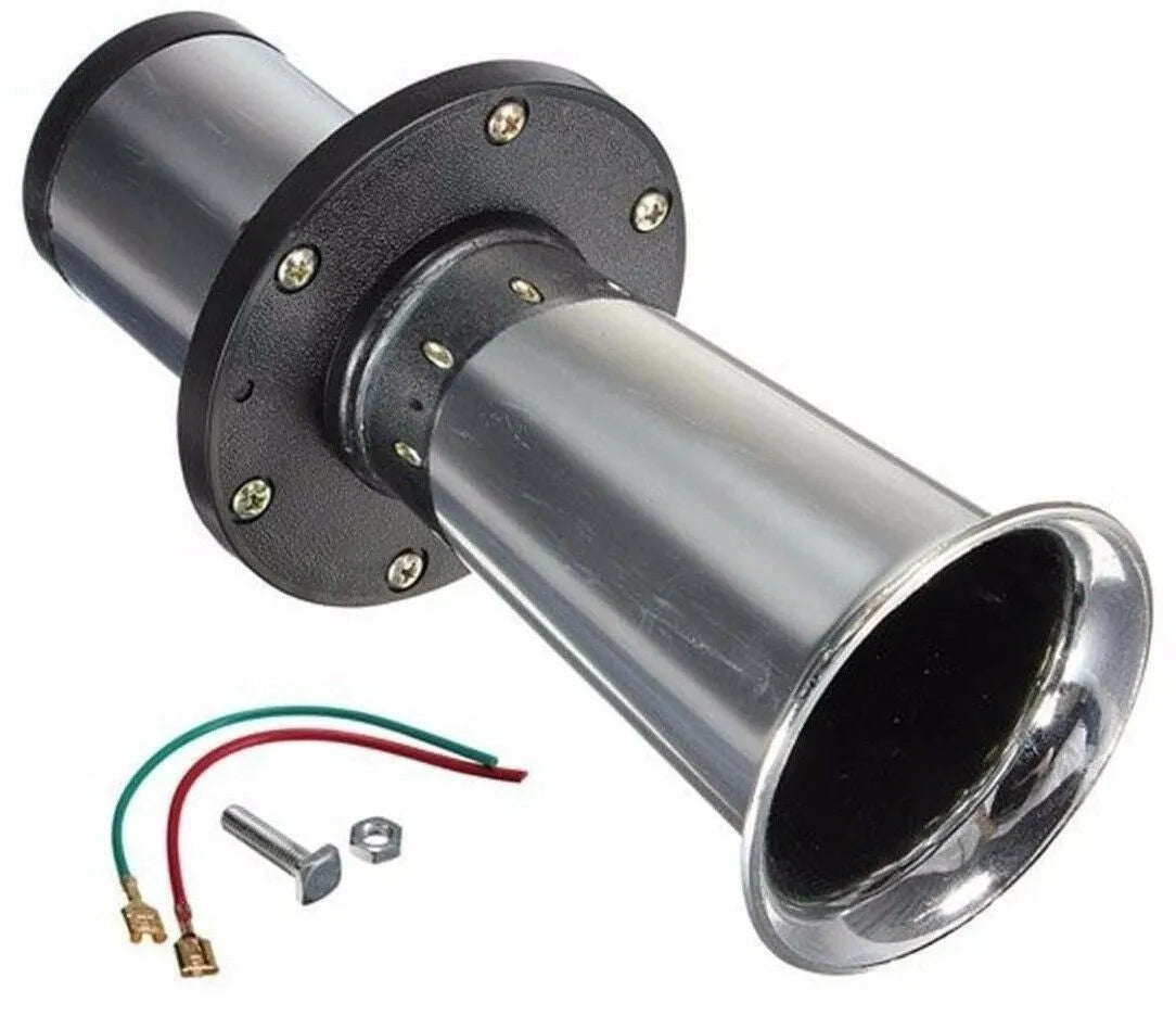 Silver 12V universal car horn unit for vehicle replacement
