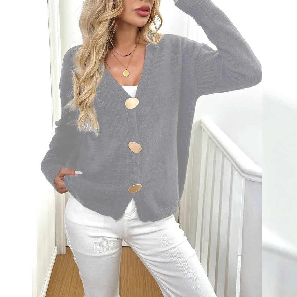 A woman's long sleeve deer plush coat in street hipster style, shown in gray colour with princess sleeves.