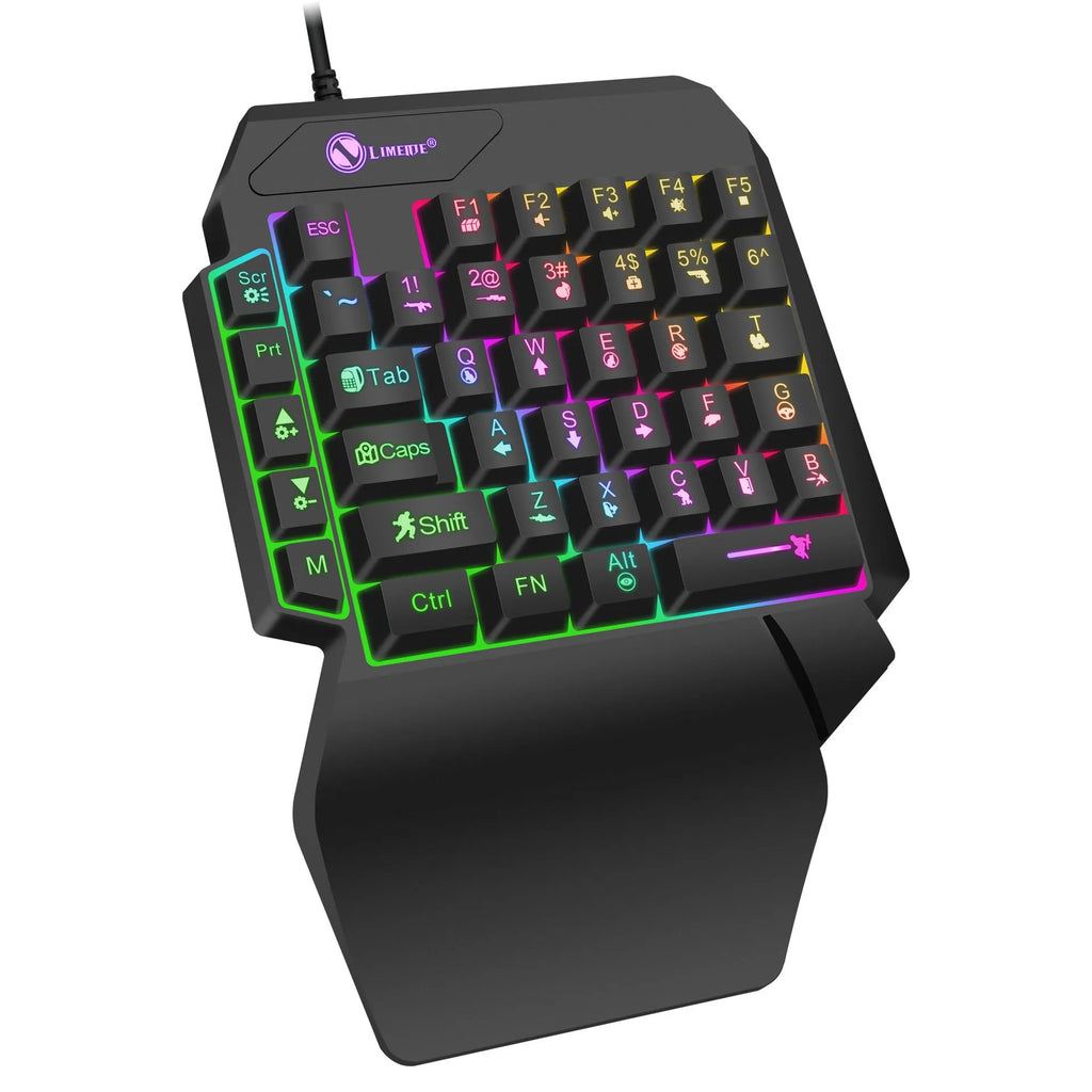 GK103S one-handed gaming mechanical keyboard with colour-changing backlit keys and 1.2m cable